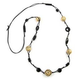 necklace wavy beads black-gold 100cm