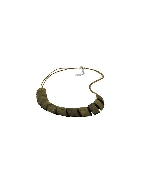 necklace slanted beads olive marbled cord olive