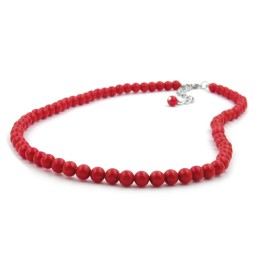 necklace red beads 6mm glossy