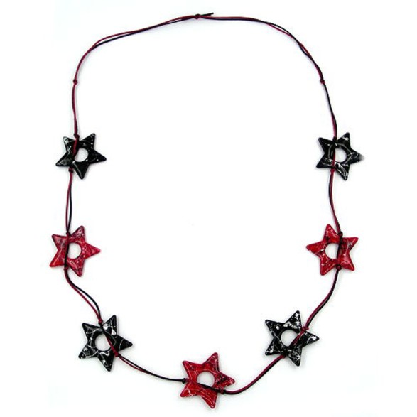 necklace star black-silver red 100cm