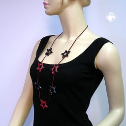 necklace star black-silver red 100cm