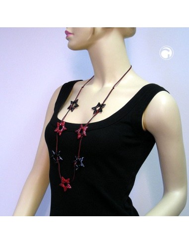 necklace star black-silver red 100cm
