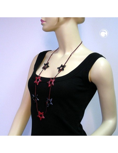 necklace star black-silver red 100cm
