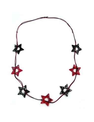 necklace star black-silver red 100cm