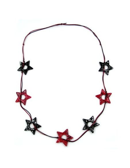 necklace star black-silver red 100cm