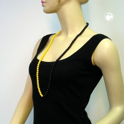 necklace beads 8mm yellow-black 90cm