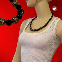 necklace baroque beads black/ gold