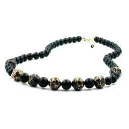 necklace baroque beads black/ gold