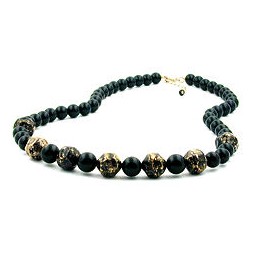 necklace baroque beads black/ gold