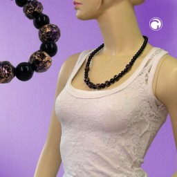 necklace baroque beads black/ lilac