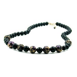 necklace baroque beads black/ lilac