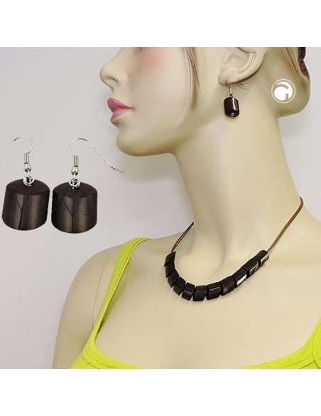 earrings dangeling beads brown-olive