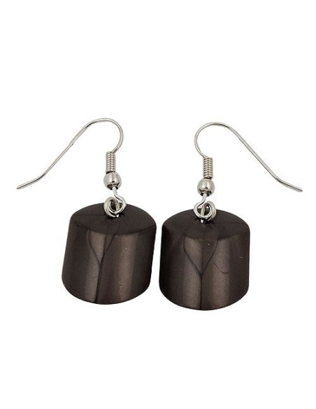 earrings dangeling beads brown-olive
