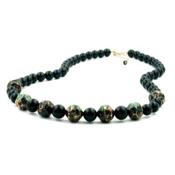 necklace baroque beads black/ green