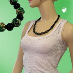 necklace baroque beads black/ green