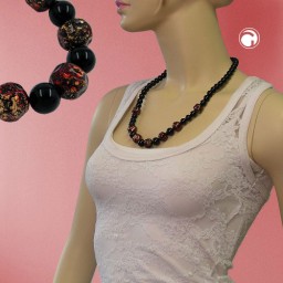 necklace baroque beads red/ black