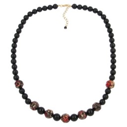 necklace baroque beads red/ black