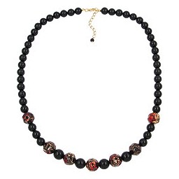 necklace baroque beads red/ black