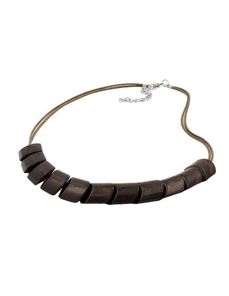 necklace slanted beads olive drab