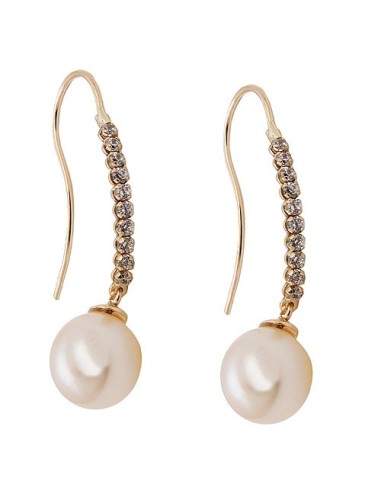 hook earrings 27x7mm earrings with freshwater cultured pearl and zirconias 9k gold