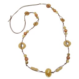 necklace brown-silk ceramic-gold-tone 100cm