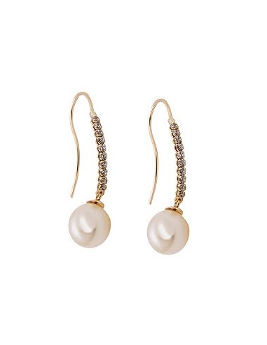 hook earrings 27x7mm earrings with freshwater cultured pearl and zirconias 9k gold