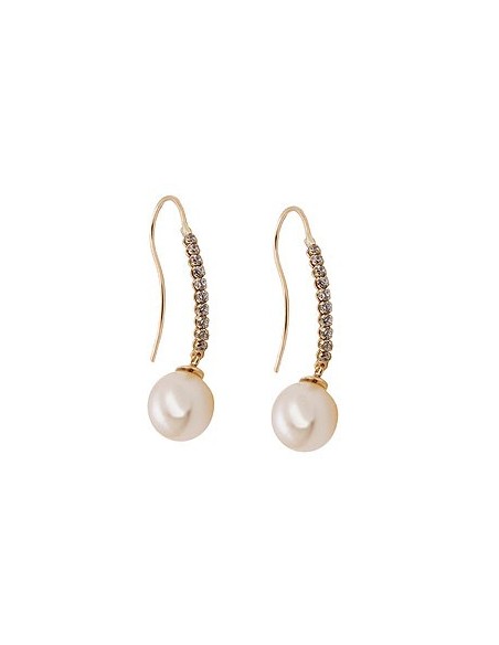 hook earrings 27x7mm earrings with freshwater cultured pearl and zirconias 9k gold