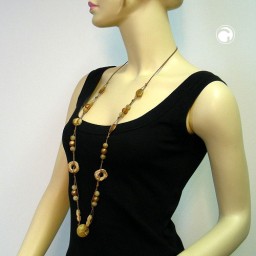 necklace brown-silk ceramic-gold-tone 100cm