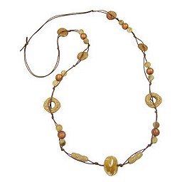 necklace brown-silk ceramic-gold-tone 100cm