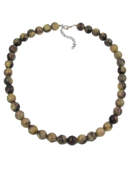 necklace beads 12mm green-black 50cm
