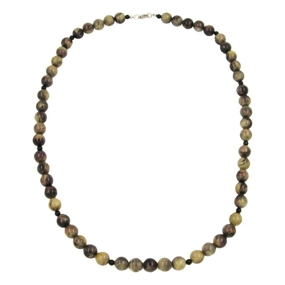 necklace beads 12mm green-black 75cm
