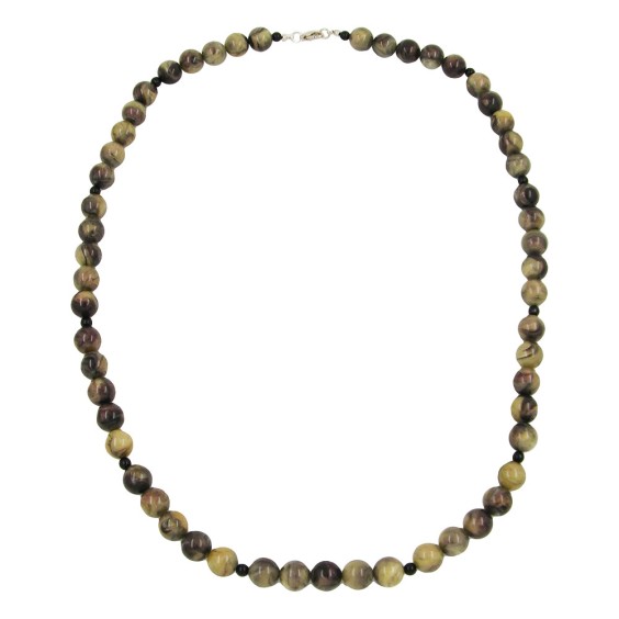 necklace beads 12mm green-black 75cm