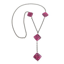 necklace 4 beads pink-marbeled 95cm