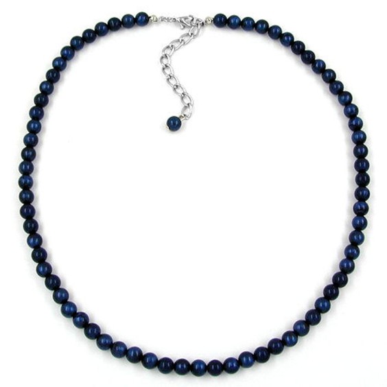 necklace beads dark blue 6mm