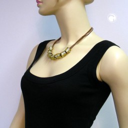 necklace stone bead gold-tone 50cm