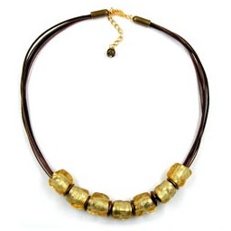 necklace stone bead gold-tone 50cm