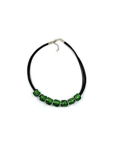 necklace stone bead green-silver 50cm