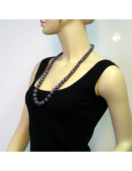 necklace beads grey/ lilac