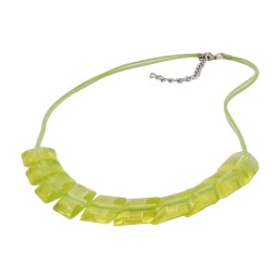 necklace slanted beads kiwi-green cord light green