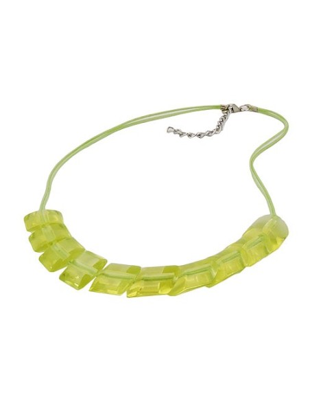 necklace slanted beads kiwi-green cord light green