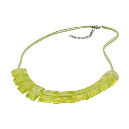 necklace slanted beads kiwi-green cord light green