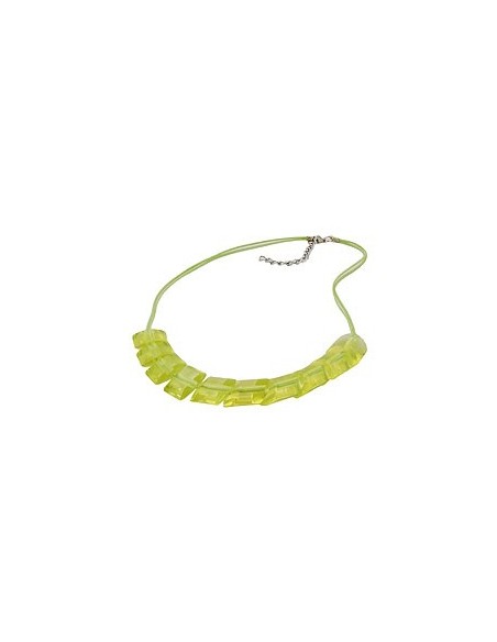 necklace slanted beads kiwi-green cord light green