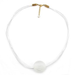 necklace big bead transparent/ gold