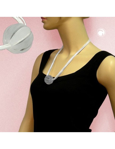 necklace big bead transparent/ gold