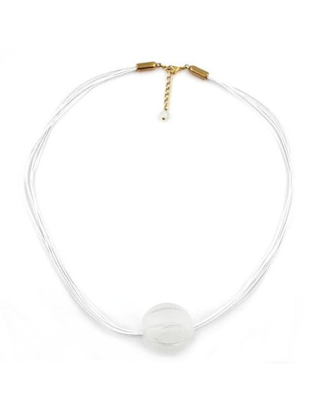 necklace big bead transparent/ gold