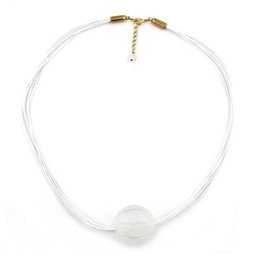 necklace big bead transparent/ gold