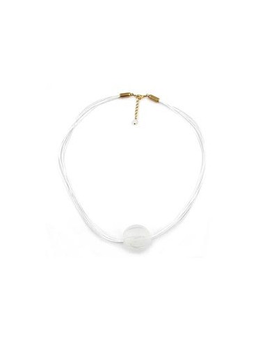 necklace big bead transparent/ gold