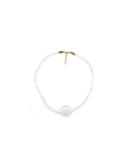 necklace big bead transparent/ gold