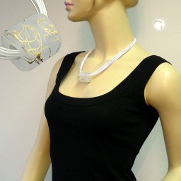 necklace big bead transparent/ gold