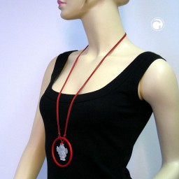 necklace angel in a ring red 90cm